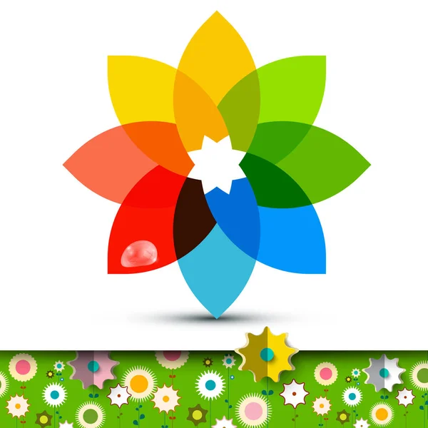 五颜六色的花朵象征着花园里的花朵 矢量插图 — 图库矢量图片