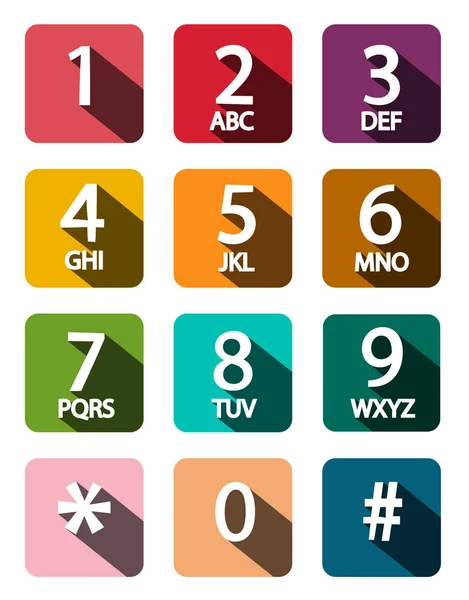 Diseño plano Dial de teléfono Números Set — Archivo Imágenes Vectoriales