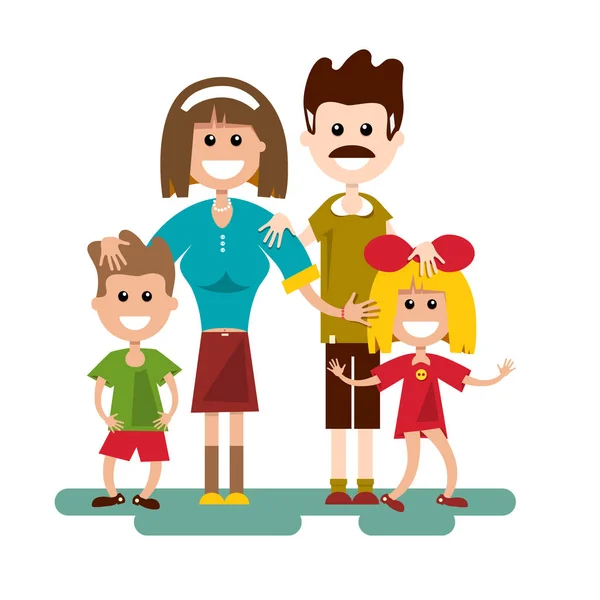 Family Vector Cartoon. Illustrazione vettoriale di design piatto . — Vettoriale Stock
