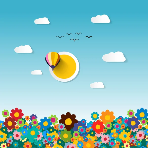 Fleurs sur Field. Illustration de dessin plat vectoriel . — Image vectorielle