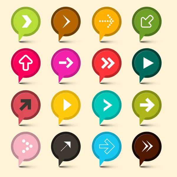 Símbolos de flechas vectoriales. Iconos coloridos del círculo. Flecha . — Vector de stock