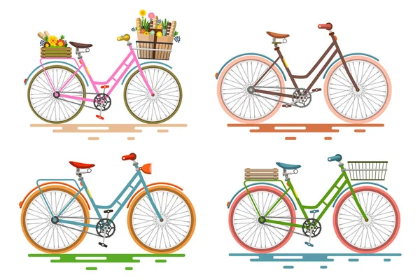 Conjunto de bicicletas. Bicicletas vectoriales retro . — Vector de stock
