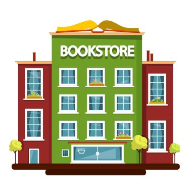 Kitapçı bina. Vektör düz tasarlamak.