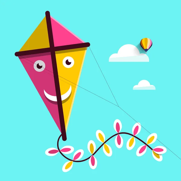 Kite Up the Sky. Ilustración vectorial . — Vector de stock