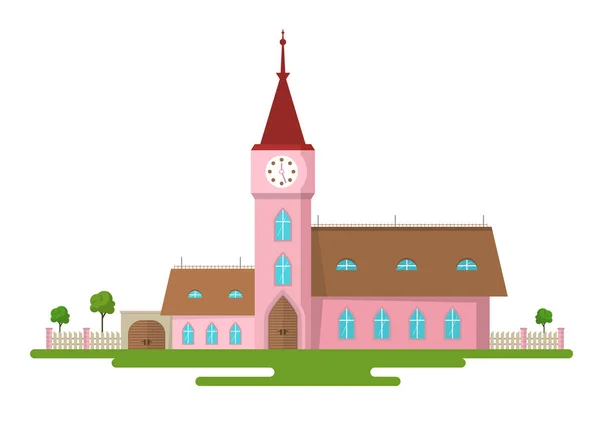 Kyrkan. Vector platt Design lantegendom. Abstrakt byggnad. — Stock vektor