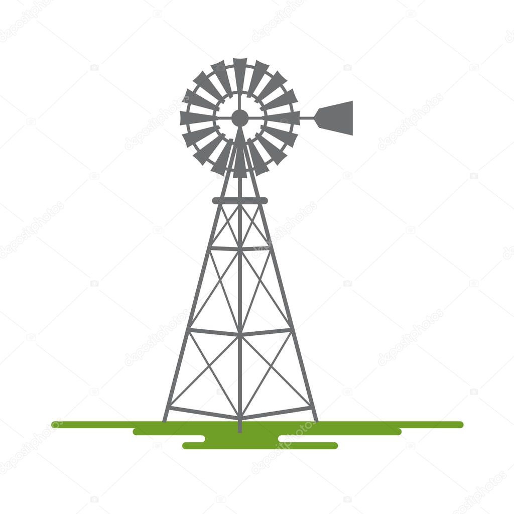 Windmill Flat Design Vector Symbol Isolated on White Background