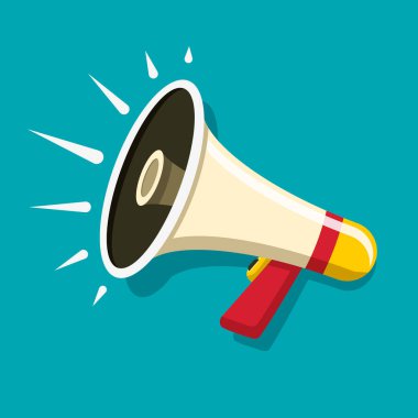 Vektör megafon sembolü. Düz tasarım hoparlör simgesi.