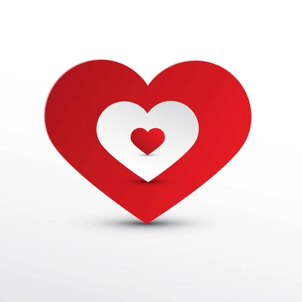 Vektör kalp simgeler. Kalpler kırmızı ve beyaz kağıt kesme. — Stok Vektör