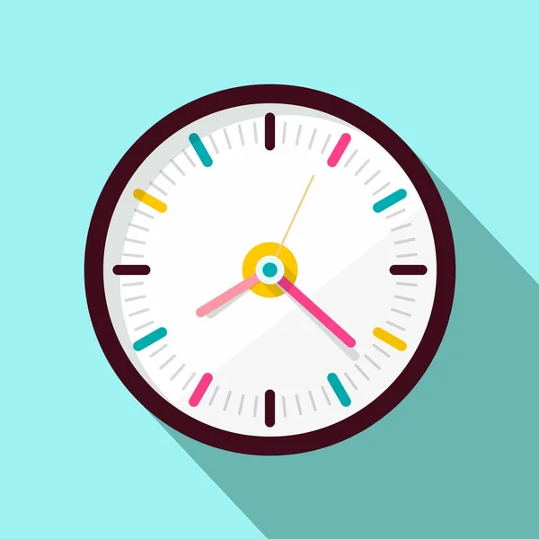 Clock Icon. Vector Flat Design Illustration on Blue Background. — Stock Vector