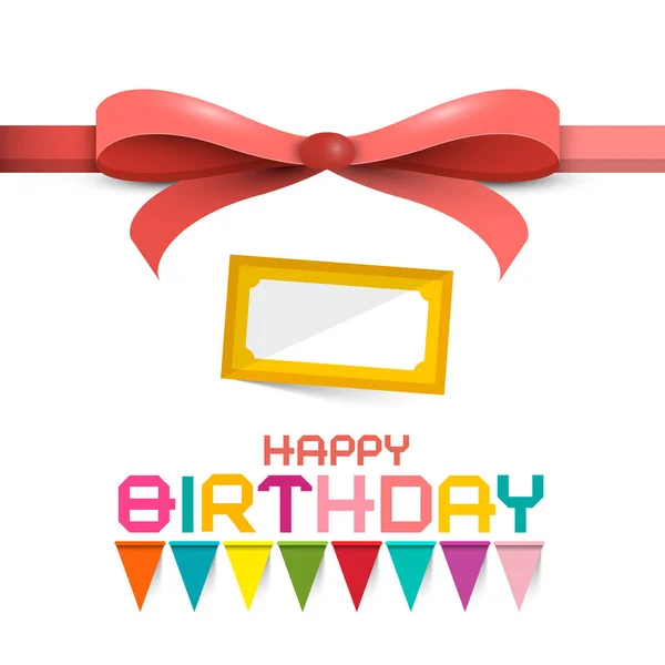 Happy Birthday Vector Design with Colorful Flags and Bow — стоковый вектор