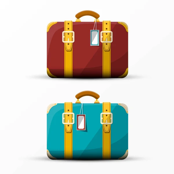 Maleta Retro. Set de maletas vectoriales vintage aisladas sobre fondo blanco . — Vector de stock