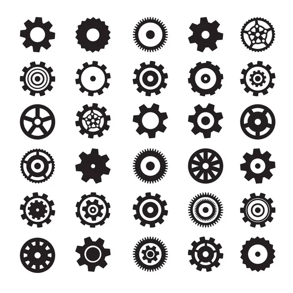 Symboles de rouages. Engrenages vectoriels de conception plate isolés sur fond blanc . — Image vectorielle