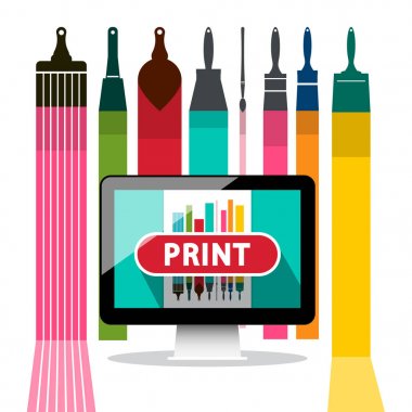 Düğme üstünde perde arka plan üzerinde renkli fırça ile yazdırma