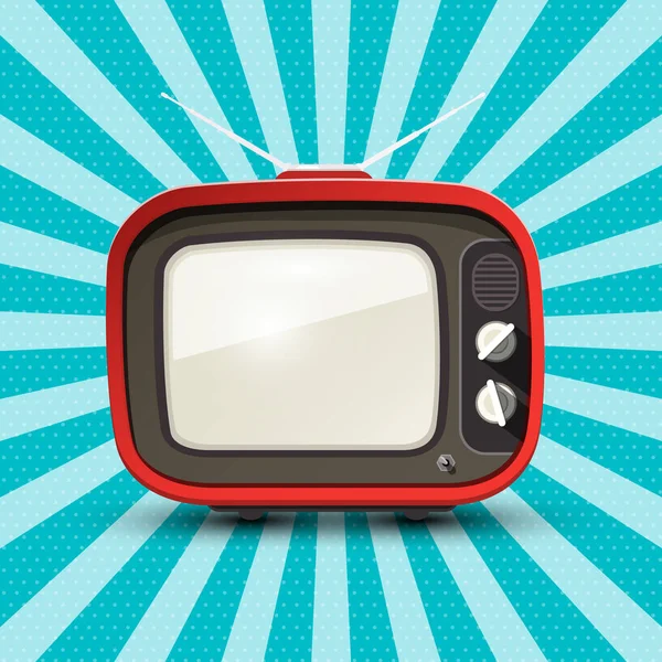 Tv rétro rouge sur fond bleu vintage — Image vectorielle