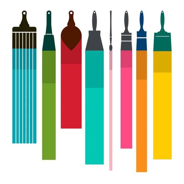Renkli boya lekeleri gövdeli lineer fırçalar — Stok Vektör