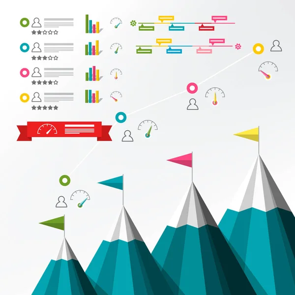 Cronologia Infografica. Infografica vettoriale con montagne e grafici. Modello di report aziendale . — Vettoriale Stock
