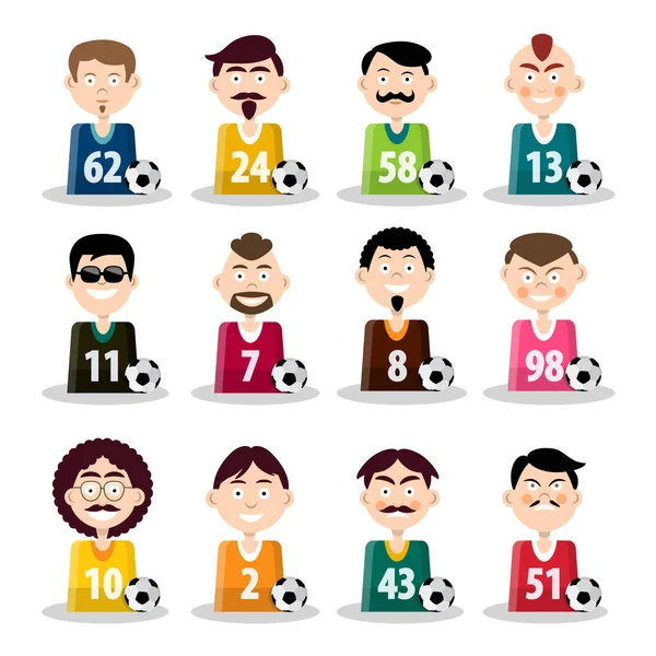 Equipa de futebol. Vector jogadores de futebol ícones isolados no fundo branco . — Vetor de Stock