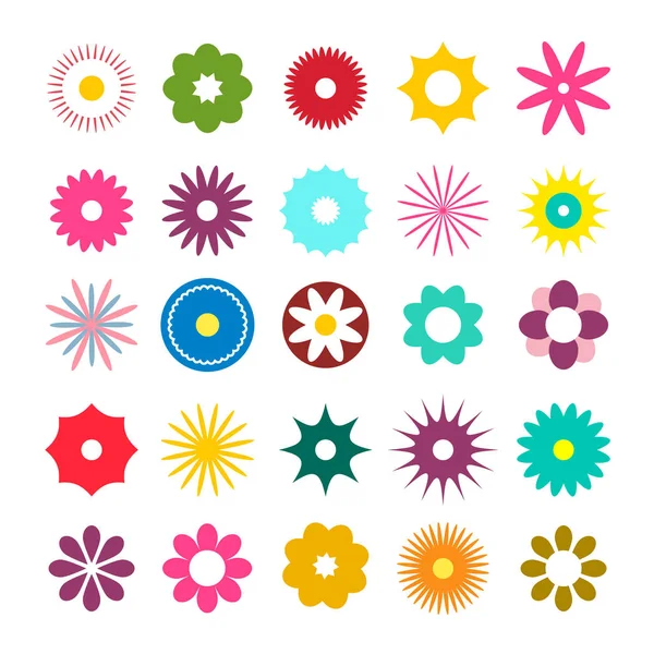 Ícones de flores de design plano. Conjunto de flores simples vetorial . — Vetor de Stock