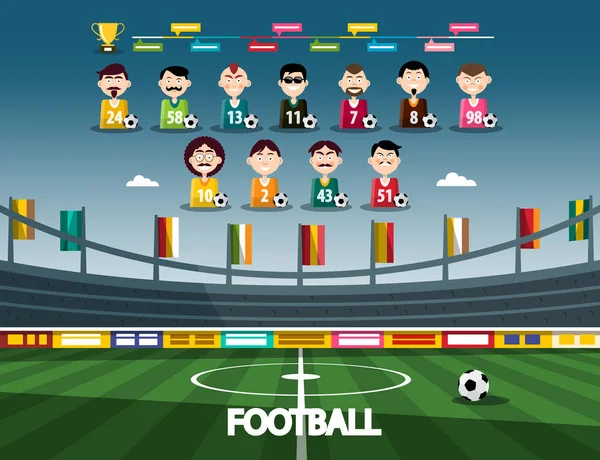 Stadion piłkarski z drużyny piłki nożnej. Infografika Sport wektor. — Wektor stockowy