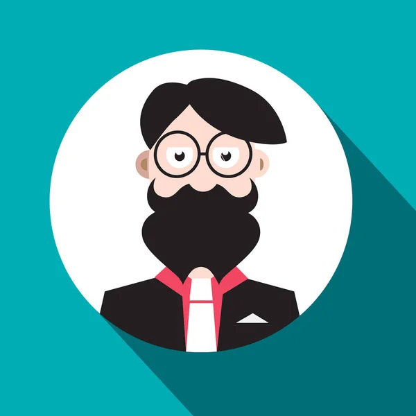 Homem Avatar. Vector Flat Design Social Media Hipster User Icon . — Vetor de Stock