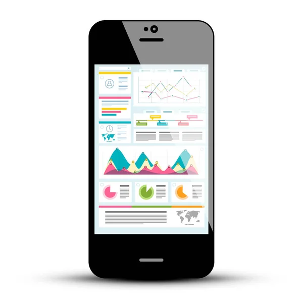 Teléfono Móvil Con Aplicación Estadística Símbolo Teléfono Celular Vectorial Con — Archivo Imágenes Vectoriales