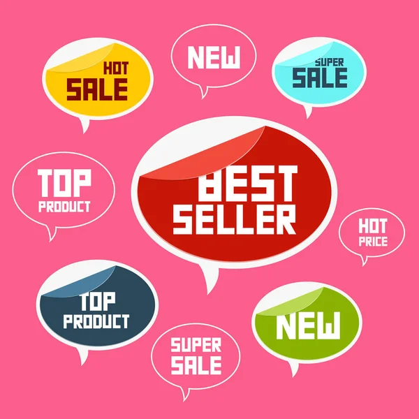 Top Product Best Seller New Flat Vector Labels — Stock Vector