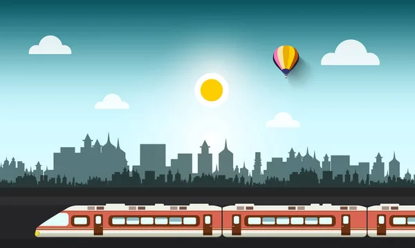 Tren Moderno Ciudad Abstracta — Vector de stock