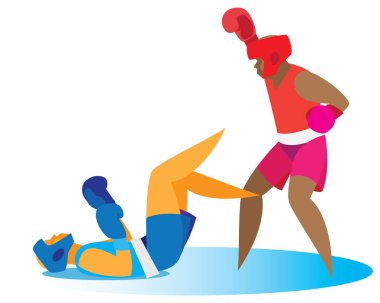 boks. bir nakavt rakip boksör gönderir