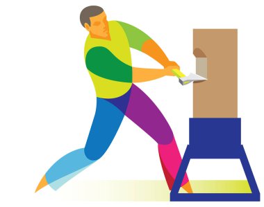 güçlü ve uzun boylu oduncu bir ağaç gövdesi doğrama