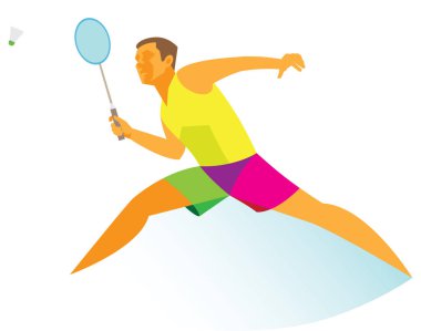 Badminton. Badminton oyuncu bir raketle hits