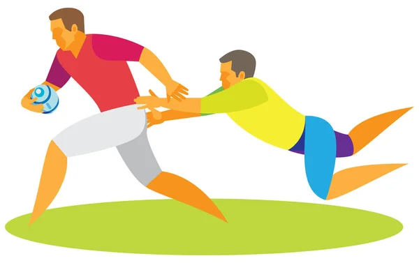 Rugby player trying to stop his opponent — Stock Vector