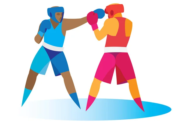 La boxe. boxeur afro-américain attaquant adversaire — Image vectorielle