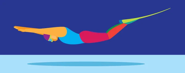 Buceador gratuito en piscina de natación — Archivo Imágenes Vectoriales