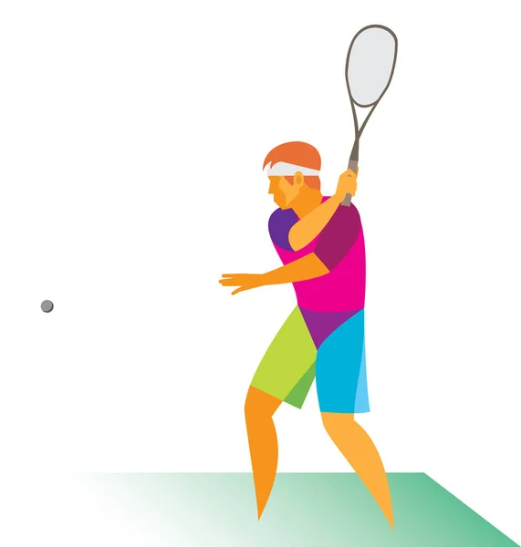 Mladý muž je squash přehrávačem — Stockový vektor