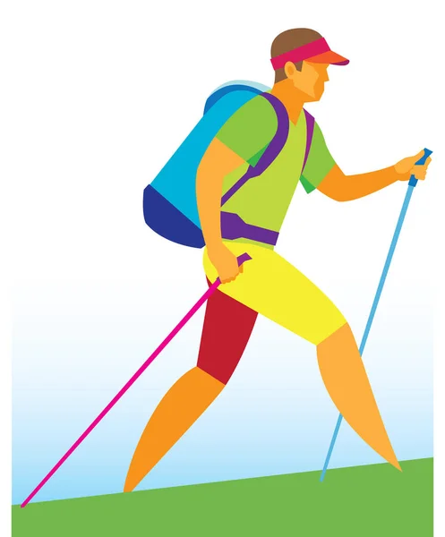 Nordic walking. Ember — Stock Vector