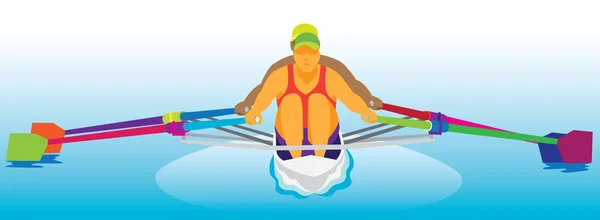 Két rowers egy evezős csónak — Stock Vector