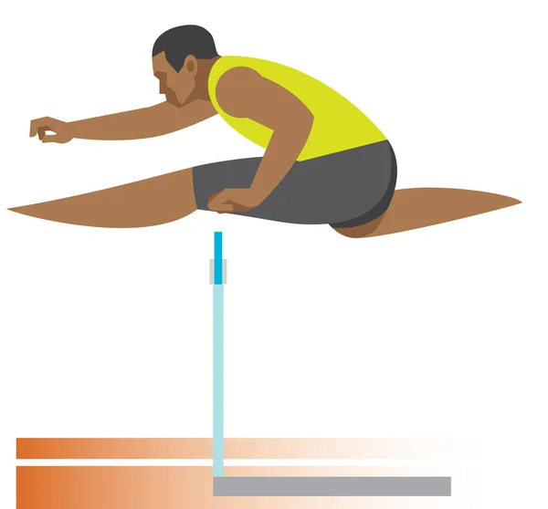 Hurdling. African-American runner — Stock Vector