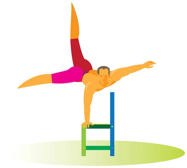 Acrobat balanserar på stol — Stock vektor