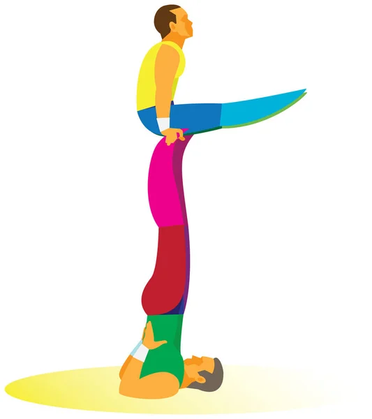 Akrobatik. två man är akrobater — Stock vektor