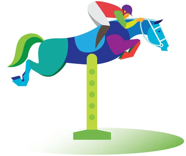 Überwindung eines Hindernisses. der Sportler auf dem Pferd — Stockvektor