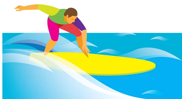 Junger Mann ist Surfer — Stockvektor