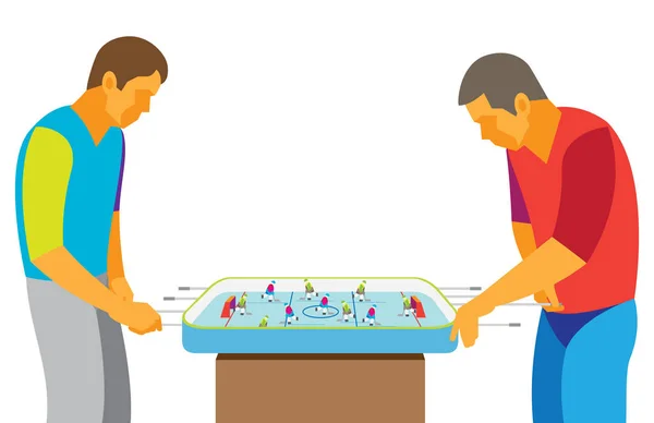 Dva mladí muži hrají tabulka hokejový zápas — Stockový vektor