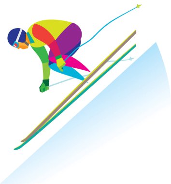 Bir yokuş aşağı üzerinde genç kayakçı