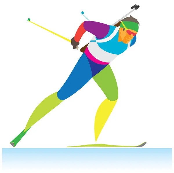 The biathlon is a race. Young biathlete — Stock Vector