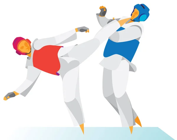 Két fiatal sportolók is taekwondo harcosok — Stock Vector