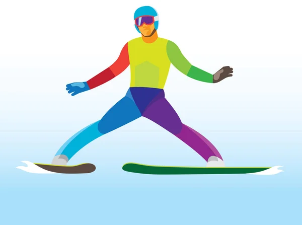 Ski jumping. Young jumper. landing — Stock Vector