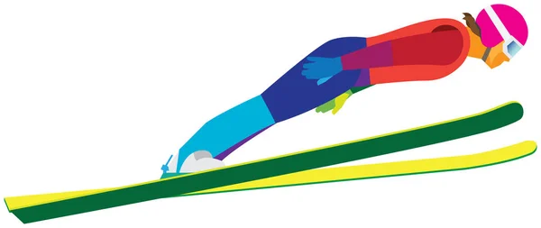 Genç adam uçuş Kayak atlama