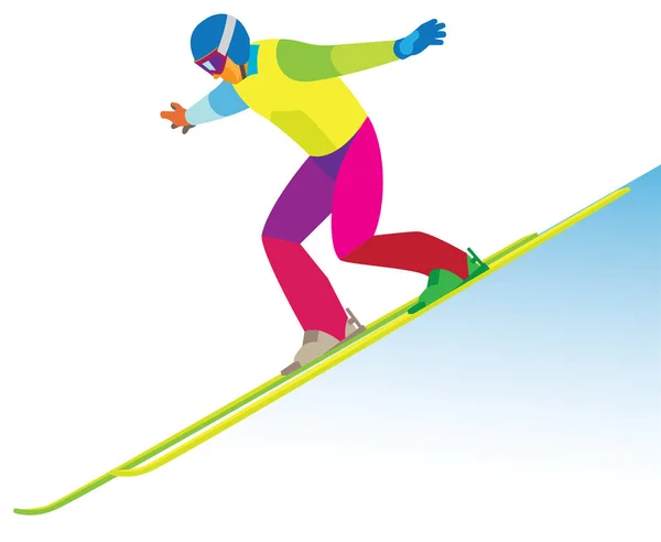 Young ski jumper landed safely — Stock Vector