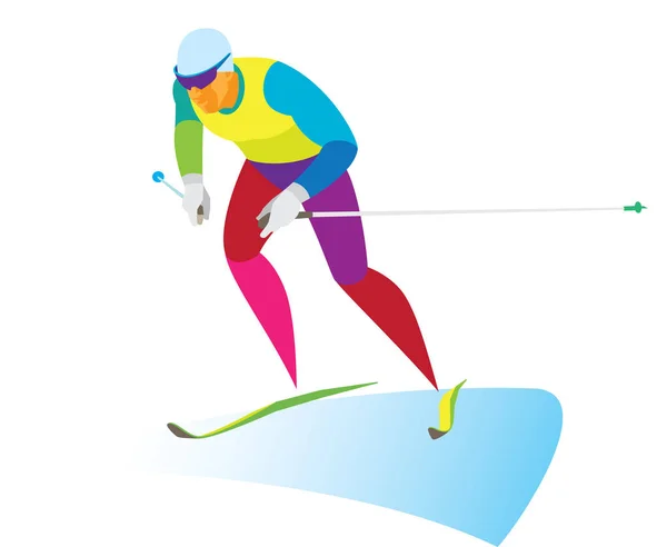 Jeune skieur coureur sur skiathlon — Image vectorielle