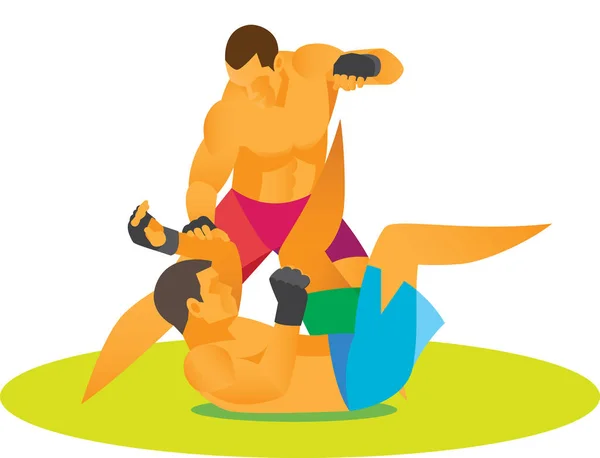 Artes marciales mixtas dos luchadores — Vector de stock